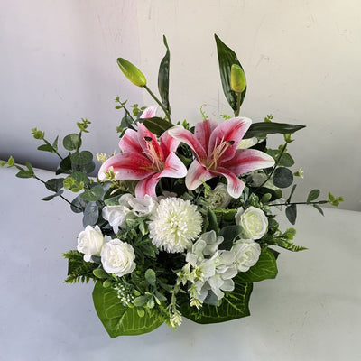 Artificial Flower Arrangement Fake Lilies And Roses Home Decor Accents Garden - Multi-color - Size 17