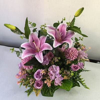 Artificial Flower Arrangement Fake Lilies And Roses Home Decor Accents Garden - Multi-color - Size 26