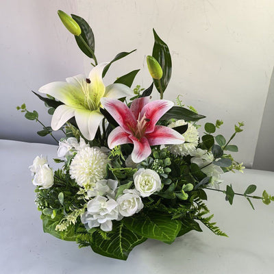 Artificial Flower Arrangement Fake Lilies And Roses Home Decor Accents Garden - Multi-color - Size 33