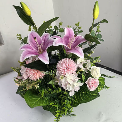 Artificial Flower Arrangement Fake Lilies And Roses Home Decor Accents Garden - Multi-color - Size 34