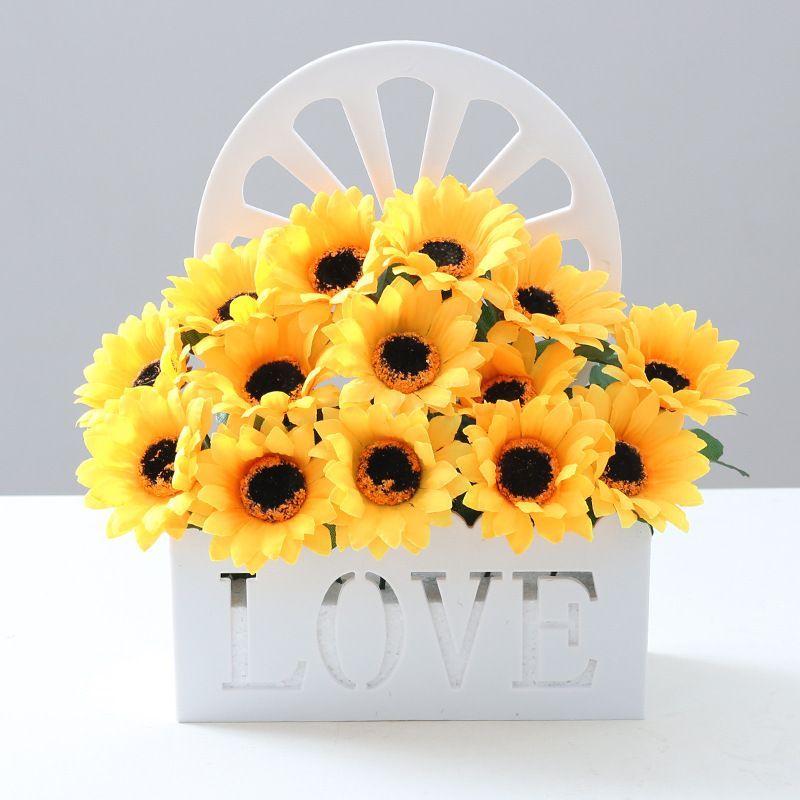 Artificial Sunflowers Wall Hanging Flowers Simulation Flower Basket Living Room - Multi-color - Size 10