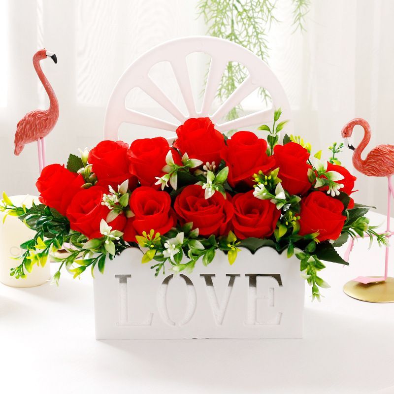 Artificial Sunflowers Wall Hanging Flowers Simulation Flower Basket Living Room - Multi-color - Size 12