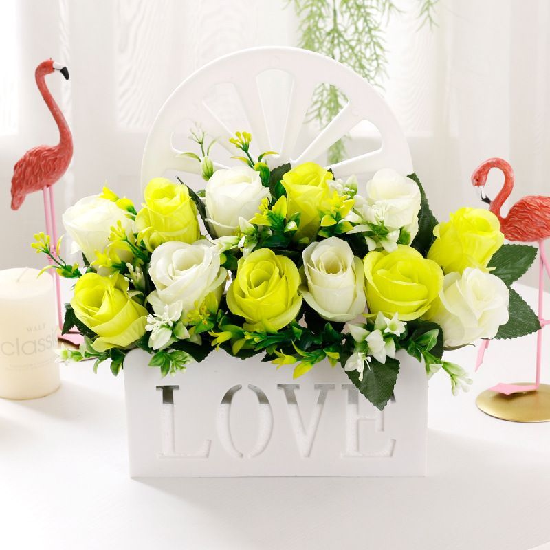 Artificial Sunflowers Wall Hanging Flowers Simulation Flower Basket Living Room - Multi-color - Size 14