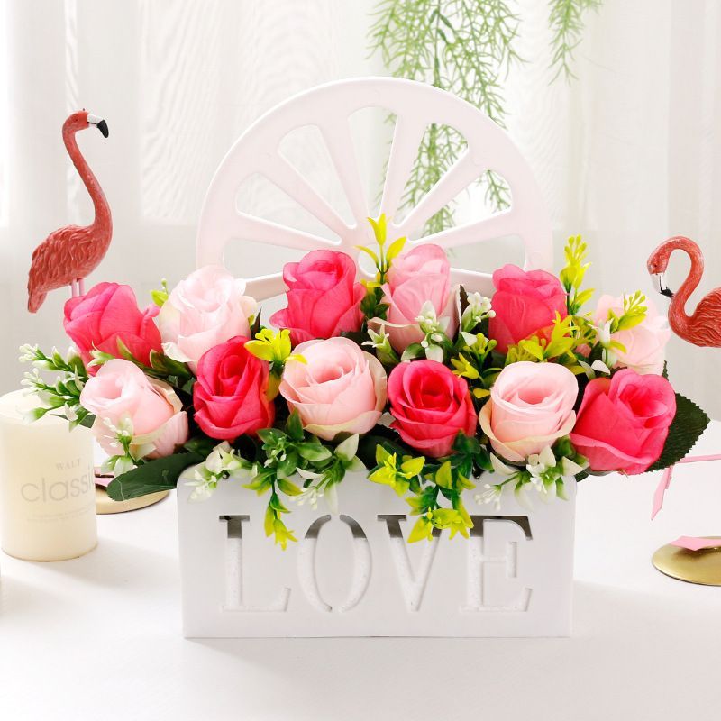 Artificial Sunflowers Wall Hanging Flowers Simulation Flower Basket Living Room - Multi-color - Size 15