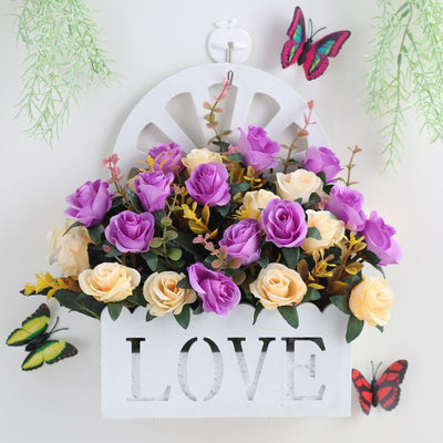 Artificial Sunflowers Wall Hanging Flowers Simulation Flower Basket Living Room - Multi-color - Size 16