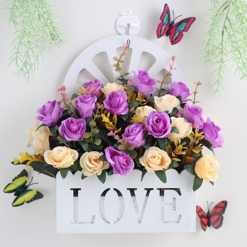 Artificial Sunflowers Wall Hanging Flowers Simulation Flower Basket Living Room - Multi-color - Size 16