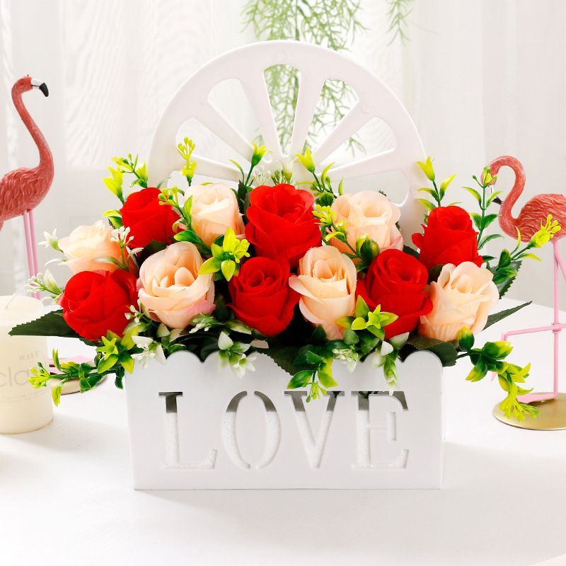 Artificial Sunflowers Wall Hanging Flowers Simulation Flower Basket Living Room - Multi-color - Size 17