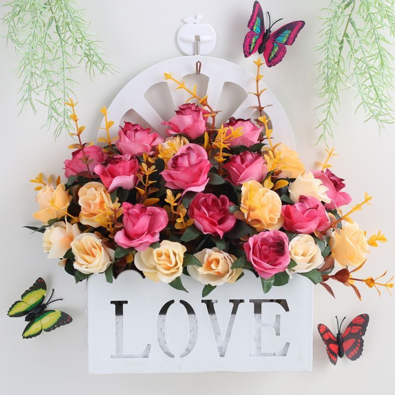 Artificial Sunflowers Wall Hanging Flowers Simulation Flower Basket Living Room - Multi-color - Size 18