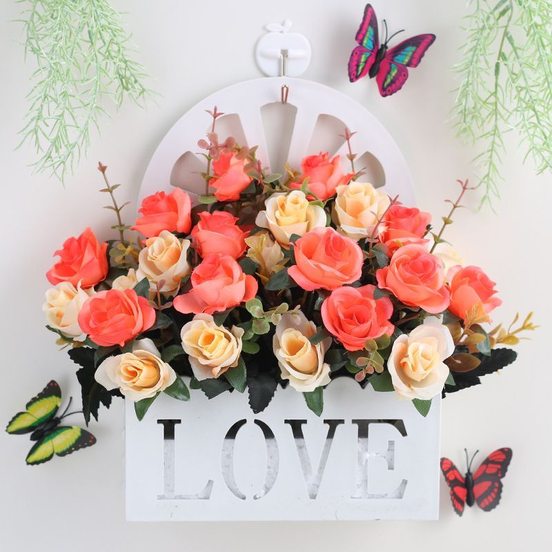 Artificial Sunflowers Wall Hanging Flowers Simulation Flower Basket Living Room - Multi-color - Size 19
