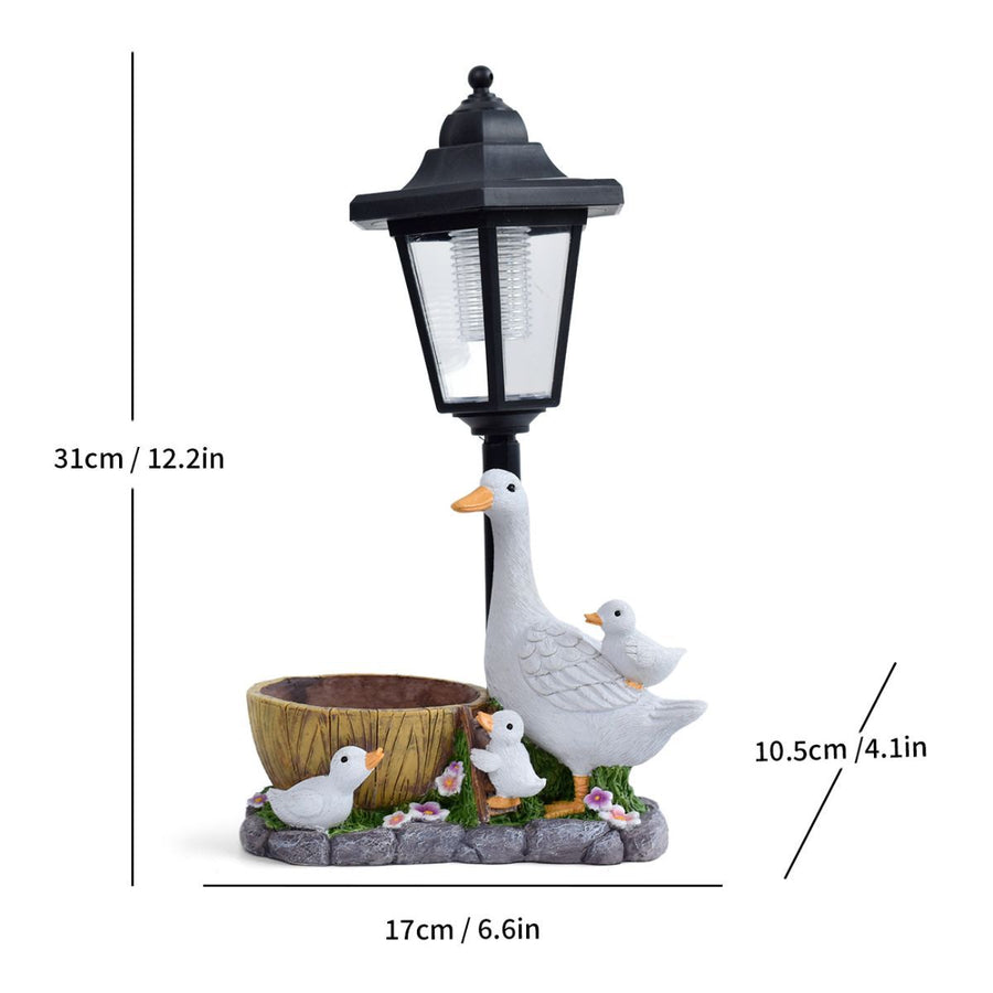 Resin Hummingbird Solar Lamp Outdoor Garden Sculpture Couple Hummingbird - Multi-color - Size 33