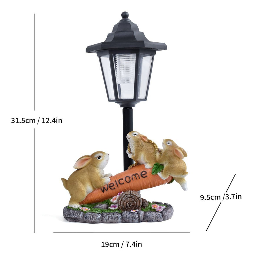 Resin Hummingbird Solar Lamp Outdoor Garden Sculpture Couple Hummingbird - Multi-color - Size 37