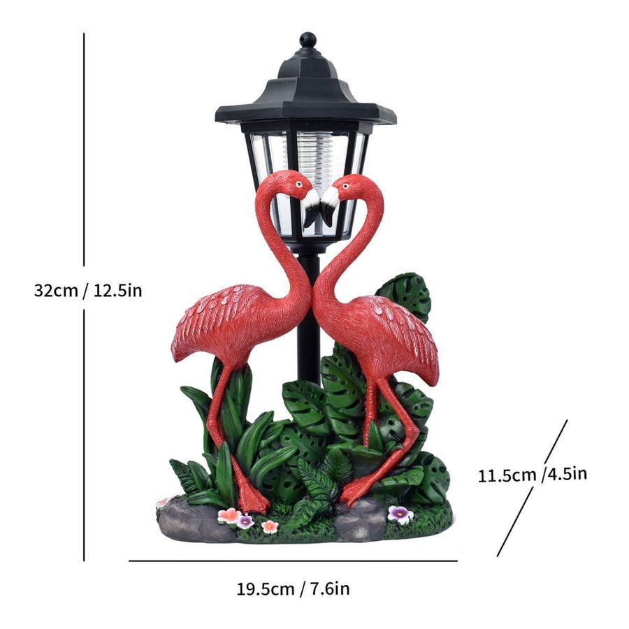 Resin Hummingbird Solar Lamp Outdoor Garden Sculpture Couple Hummingbird - Multi-color - Size 44