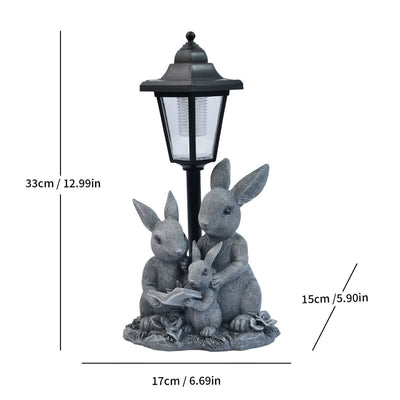 Resin Couple Goose Solar-Powered Outdoor Lamp Garden Sculpture Outdoor Decor - Multi-color - Size 4