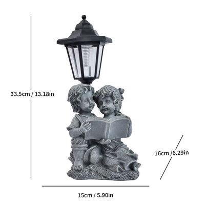 Resin Couple Goose Solar-Powered Outdoor Lamp Garden Sculpture Outdoor Decor - Multi-color - Size 6