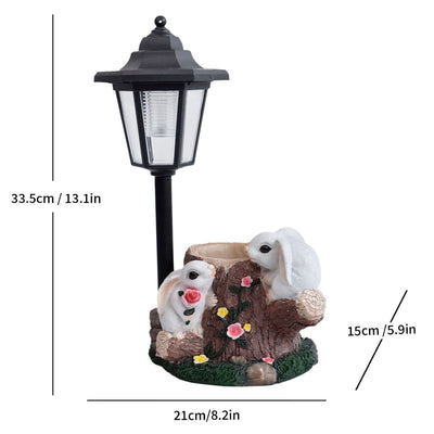 Resin Hummingbird Solar Lamp Outdoor Garden Sculpture Couple Hummingbird - Multi-color - Size 12