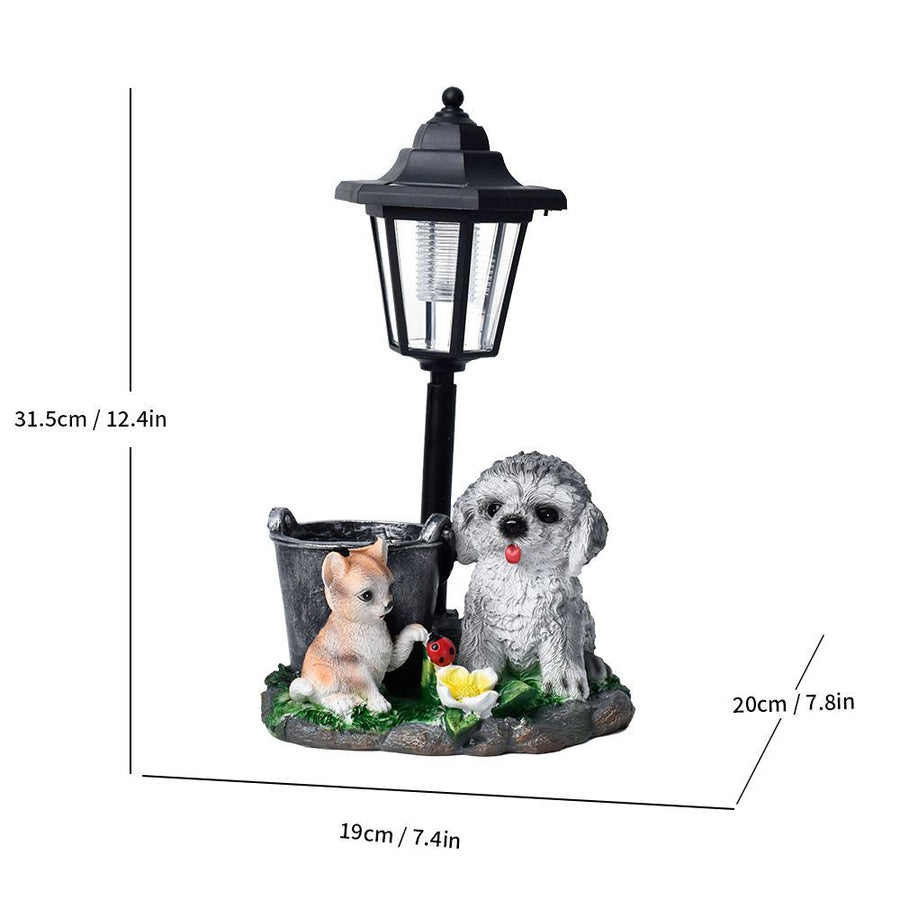 Resin Hummingbird Solar Lamp Outdoor Garden Sculpture Couple Hummingbird - Multi-color - Size 7