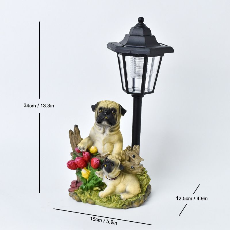 Resin Hummingbird Solar Lamp Outdoor Garden Sculpture Couple Hummingbird - Multi-color - Size 8