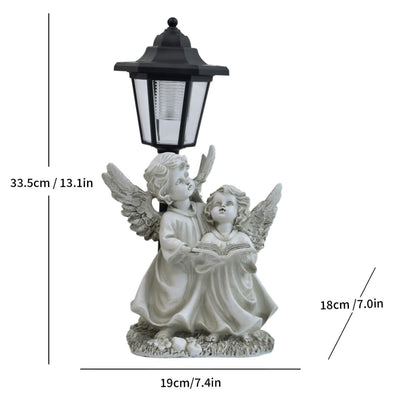 Resin Hummingbird Solar Lamp Outdoor Garden Sculpture Couple Hummingbird - Multi-color - Size 9