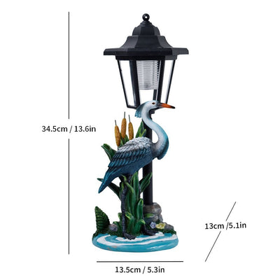 Resin Hummingbird Solar Lamp Outdoor Garden Sculpture Couple Hummingbird - Multi-color - Size 19
