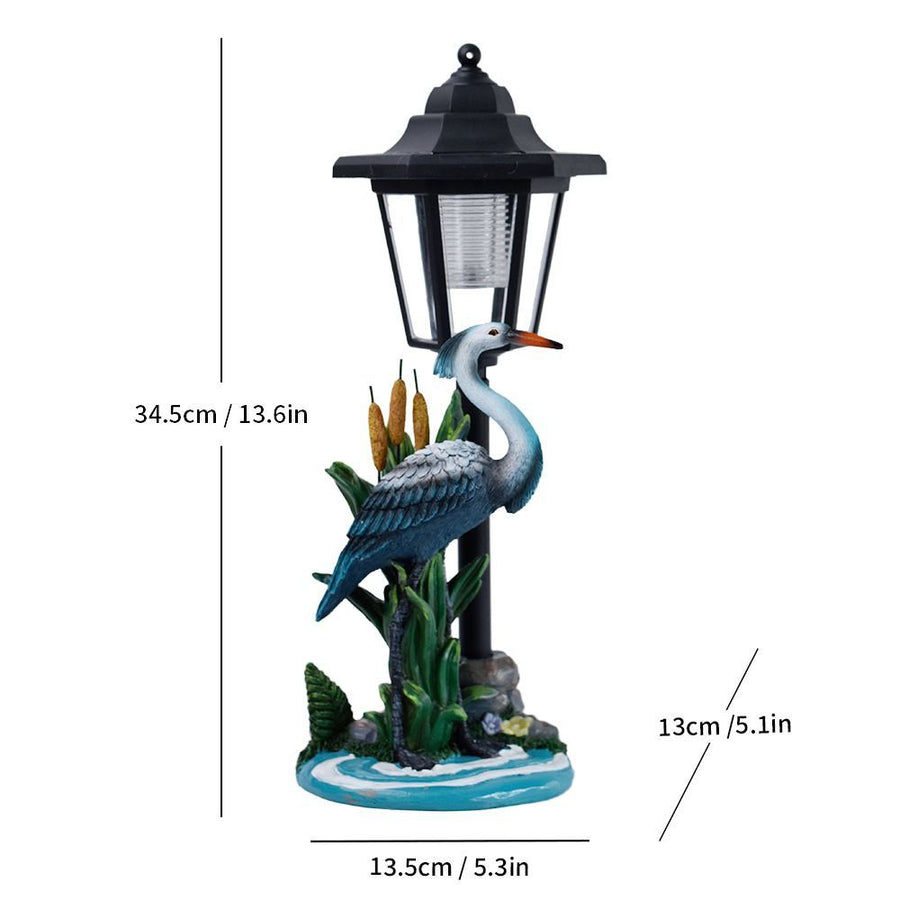 Resin Hummingbird Solar Lamp Outdoor Garden Sculpture Couple Hummingbird - Multi-color - Size 19