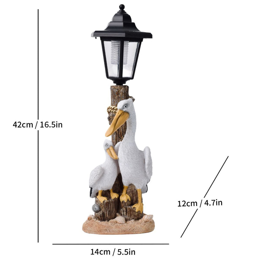 Resin Hummingbird Solar Lamp Outdoor Garden Sculpture Couple Hummingbird - Multi-color - Size 22