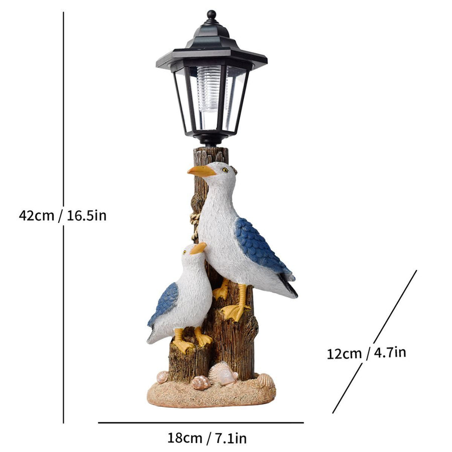 Resin Hummingbird Solar Lamp Outdoor Garden Sculpture Couple Hummingbird - Multi-color - Size 25