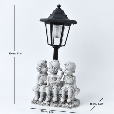 Resin Hummingbird Solar Lamp Outdoor Garden Sculpture Couple Hummingbird - Multi-color - Size 26