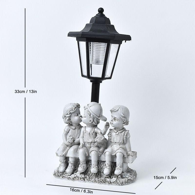 Resin Hummingbird Solar Lamp Outdoor Garden Sculpture Couple Hummingbird - Multi-color - Size 26