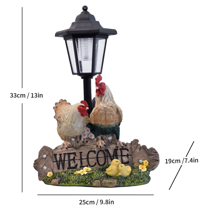 Resin Hummingbird Solar Lamp Outdoor Garden Sculpture Couple Hummingbird - Multi-color - Size 29