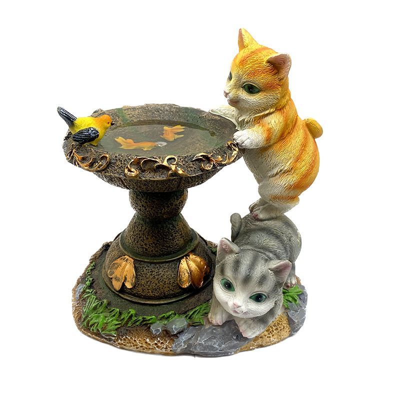 Rabbit Garden Lamp Solar Powered Garden Ornament Resin Garden Light Outdoor - Light Brown - Size 1