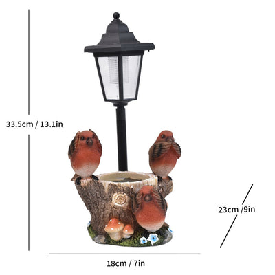 Resin Hummingbird Solar Lamp Outdoor Garden Sculpture Couple Hummingbird - Multi-color - Size 54