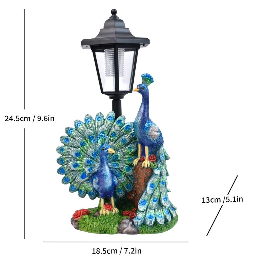 Resin Hummingbird Solar Lamp Outdoor Garden Sculpture Couple Hummingbird - Multi-color - Size 61