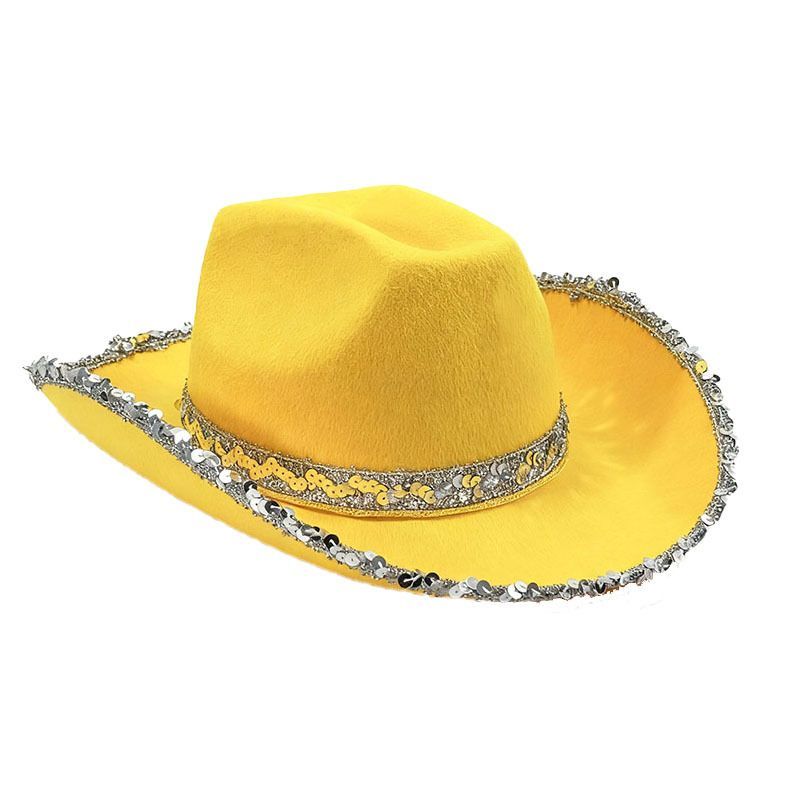 Bachelorette Party Hats Bachelor Party Hats Cowboy Hats White Pink Black Hats - Yellow - Size m