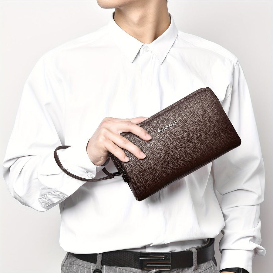 Men'S Leather Clutch Bag Men'S Accessories High-Quality Leather Stylish Clutch - Brown - Size 23-4-14