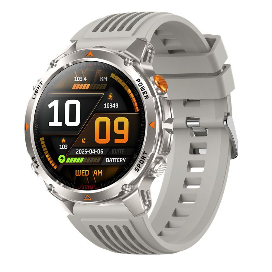 men's smart watch, HT37, GPS positioning, Bluetooth call, heart-rate monitoring, outdoor sports watch, Australian men's fashion, fitness watch - Gray - Size L