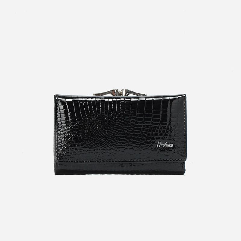 Genuine Leather Women'S Wallet Multifunctional Wallet Large Capacity Wallet - Black - Size m