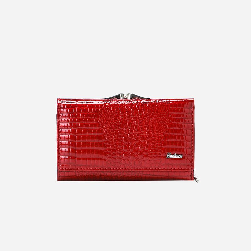 Genuine Leather Women'S Wallet Multifunctional Wallet Large Capacity Wallet - Red - Size m