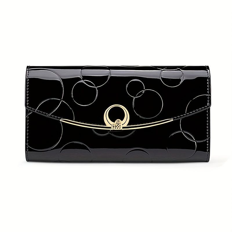 Women'S Genuine Leather Wallet Long Wallet Clutch Large Capacity Wallet - Black - Size m