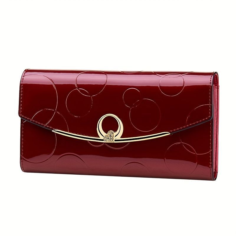Women'S Genuine Leather Wallet Long Wallet Clutch Large Capacity Wallet - Burgundy - Size m