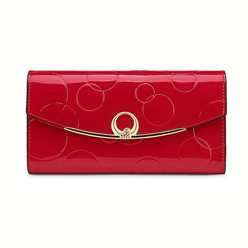 Women'S Genuine Leather Wallet Long Wallet Clutch Large Capacity Wallet - Red - Size m