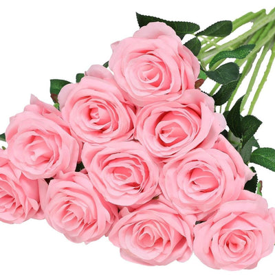 Artificial Silk Roses 25-Piece Bouquet Wedding Decorations Family Gathering - Pink - Size L