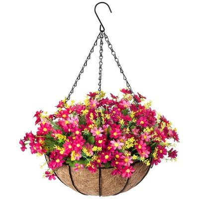 Hanging Artificial Flower Basket Yellow And Orange Blooms Home Decor Garden - Multi-color - Size 2