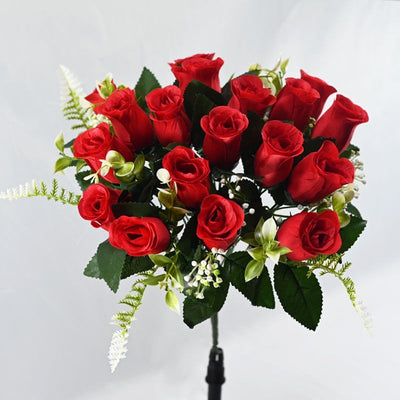 Artificial Rose Bouquet Faux Roses Fake Flowers Home Decor Garden Decoration - Purple - Size L
