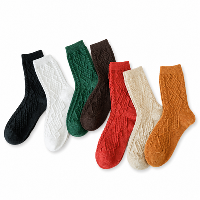 4 Pairs Women’s Wool Blend Socks Mixed Colours Soft Warm Thick Mid Calf Socks for Autumn Winter