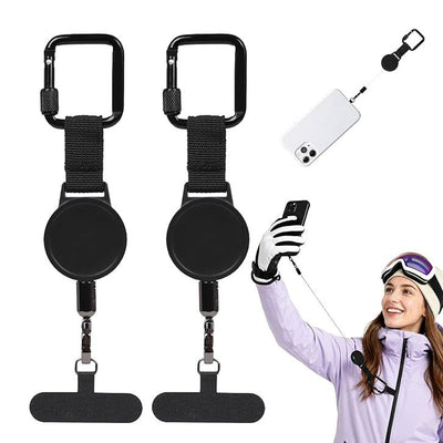 2pcs Retractable Phone Tether, Outdoor Anti-Theft Retractables Phone Lanyard,Phone Lanyard With Secure Locking Clip and 360° Anti-Tangle Design for Travel Hiking Skiing