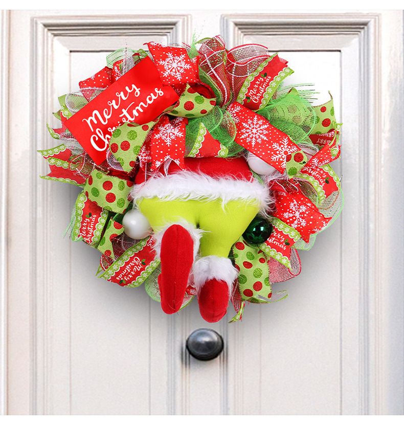 Christmas Green Monster Leg Wreath Door Hanging Decoration Holiday Front Door Decor Outdoor Christmas Ornament