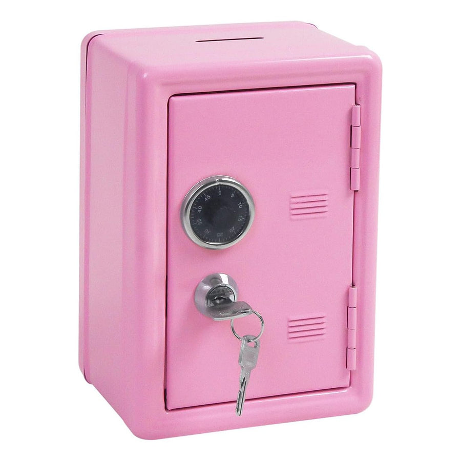 Pink Kids' Safe Piggy Bank, Metal Safe with Key, Money Saving Box for Children, Boys Girls Best Giftoney Banks