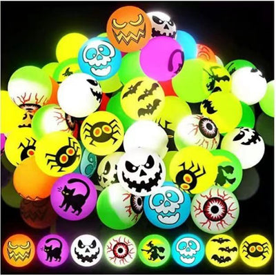 100 PCS Halloween Party Favors, Halloween Glow in The Dark Bouncy Balls | Trick or Treat Goodie Bag Fillers, Halloween Glowing Bouncy Balls Toys for Halloween Party Supplies, Party Favors