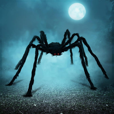150cm Large Halloween Outdoor Decorations Giant Spider, Spider for Yard Lawn Garden Patio Scary Halloween Outside Decor, Indoor Haunted House Prop and Home Party Decor, Black
