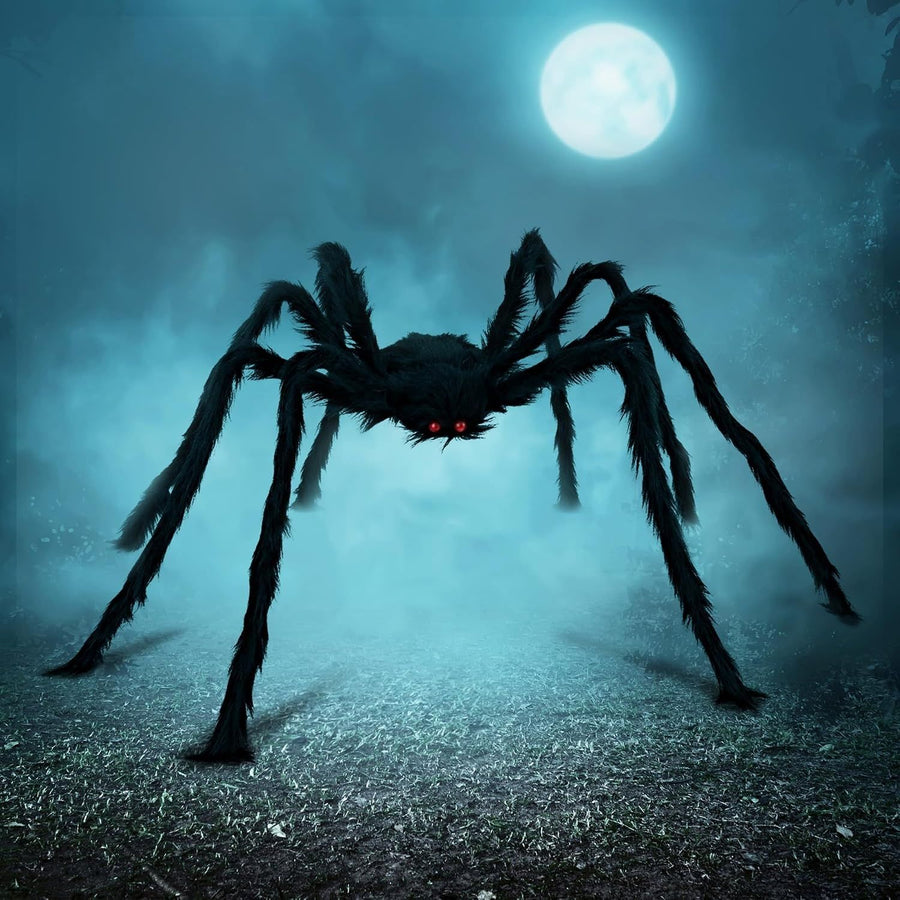 150cm Large Halloween Outdoor Decorations Giant Spider, Spider for Yard Lawn Garden Patio Scary Halloween Outside Decor, Indoor Haunted House Prop and Home Party Decor, Black